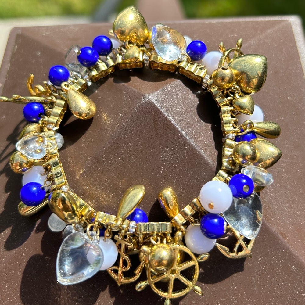 NWOT Blue White and Gold Nautical Bracelet